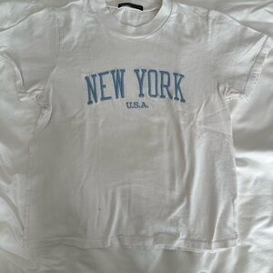 Brandy Melville White Tee with Blue New York Print
